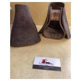 Antique youth leather covered stirrups