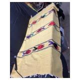 Hand woven Mexican blanket with Pescado fish