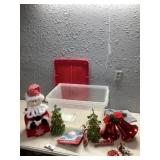 Tote of holiday decor