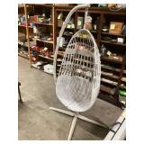 Mid-century, modern wicker egg basket chair