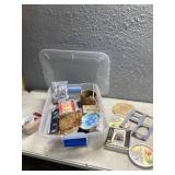 Tote of holiday decor with lid