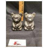 Vintage Leonard, silver plated teddy bear banks