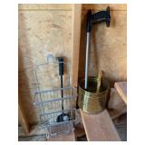 Shower caddy, brass pot and misc