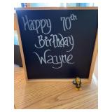 Chalk decor and Hawkeye ornament