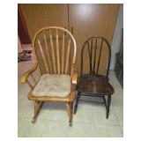 Wooden Rocking Chair and Wooden Chair needs TLC