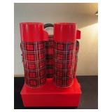 Vintage Aladdin plaid thermos set