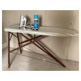 Wood ironing board, iron and misc
