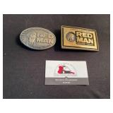 Red Man tobacco belt buckles