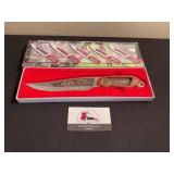 Horse inlaid fixed blade knife