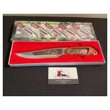 Eagle inlaid fixed blade knife