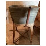 Galvanized wash tub on stand