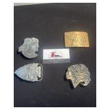 Brass Native American belt buckle and other