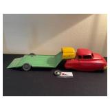 Vintage metal truck and trailer