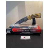 Custom wolf folding oversized knife