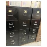 Set of three black file cabinet