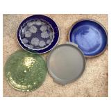 Large stoneware platter, various platters