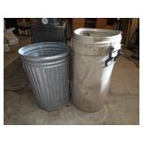 Galvanized and Rubbermaid Trashcans
