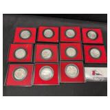 Pewter . Group of 10 bicentennial metals.