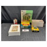 Oil can, crayon as and misc