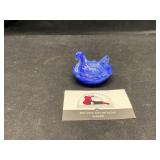 Mini blue white swirl nesting hen