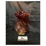 Amberina Glass Vase 9in