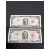 1953-A $2 Bills Consecutive Serial Numbers