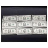 9 2003-A $2 Bills from Different Districts