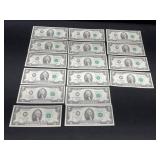 15 Consecutive 2003 $2 Bills