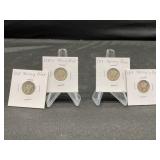 4 Older Mercury Dimes