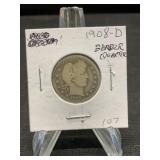 1908-D Barber Quarter