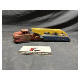 Vintage metal truck and trailer