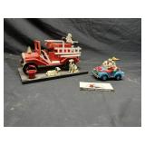 Dalmatian fire truck and Mickey Mouse car