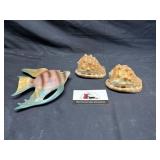 Chalk ware fish and sea shells