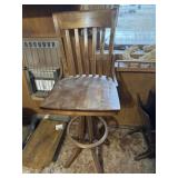 Wooden swivel drafting stool