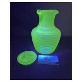 Fridgidaire green ribbed uranium glass beverage