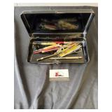 Metal advertising box with advertising pencils