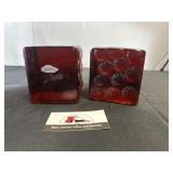 Vintage Blenko Amber glass ice block book ends