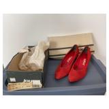 Joyce Newsday Red Suede Heels Size 9
