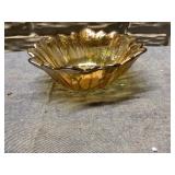 Iridescent carnival glass bowl