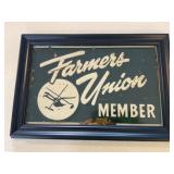Framed Metal Farmers Union Member Sign