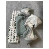 Throws, pillows, sea shell towels