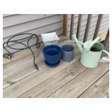 Ceramic Ots with Plant Stand And Watering Can
