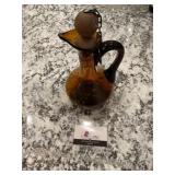 Hand blown brown amber art glass