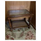 Glass top end table approximately 20 1/2 x 26 x