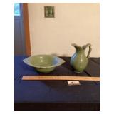 Royal Hager mottled green drip glaze, pitcher,