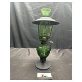 MCM green glass lantern with bullseye pattern