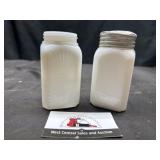MCM milk glass shakers- only 1 lid