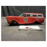 Vintage tin litho fireman truck