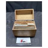 Vintage wooden box full of recipes