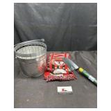 Bucket, scarf, garden tool